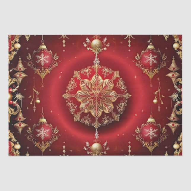 Red Decorative Ornaments Holiday Tissue Paper (Front)