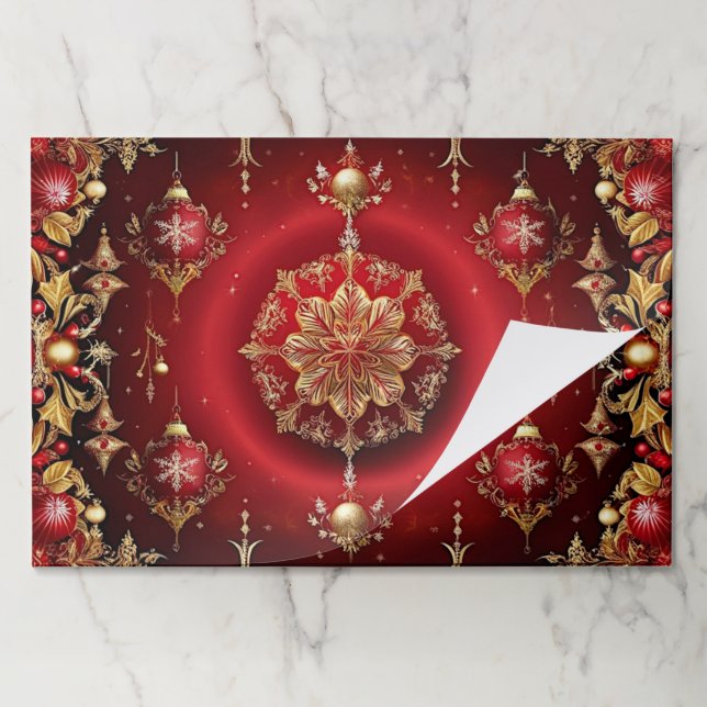 Red Decorative Ornaments Tearaway Placemat (Folded)