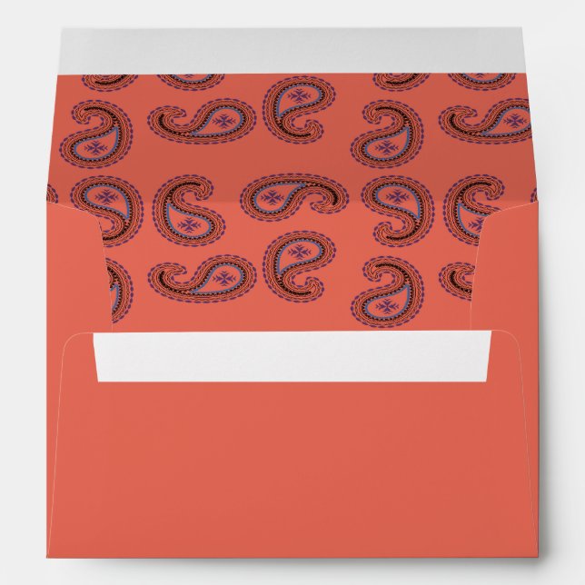 Red decorative paisley pattern envelope (Back (Bottom))