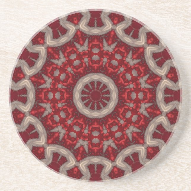 Red Decorative Sandstone Coaster (Front)