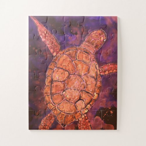 Red Deep Sea Turtle Jigsaw Puzzle