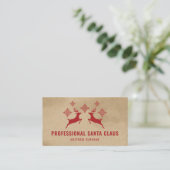 Red Deer And Snowflakes Professional Santa Claus Business Card (Standing Front)