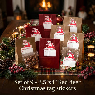 Red deer gifts tags sticker