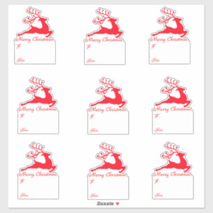 Red deer gifts tags sticker