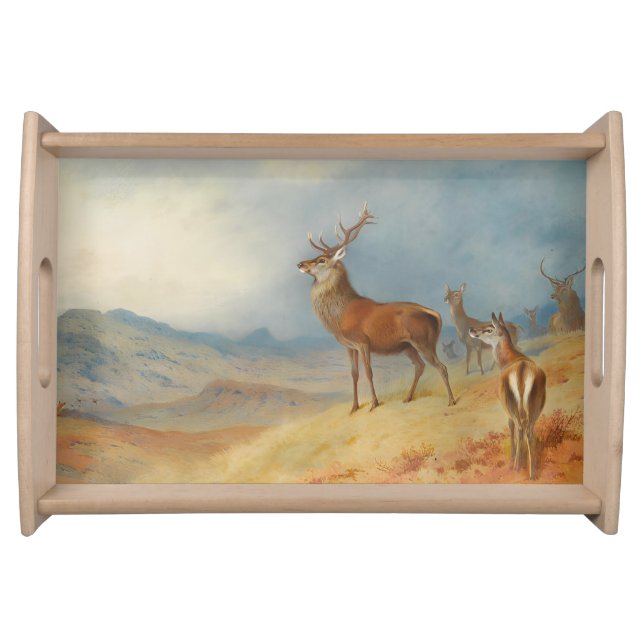 Red Deer In A Highland Landscape, Art Serving Tray (Front)