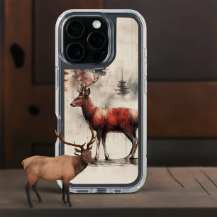 Red Deer In The Forest Monogrammed iPhone 16 Pro Case