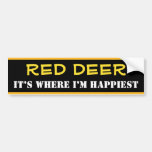 [ Thumbnail: "Red Deer" - "It’s Where I’M Happiest" (Canada) Bumper Sticker ]