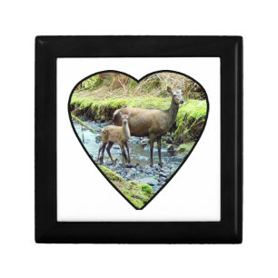Red Deer Mum & Baby Wooden Keepsake Gift Box