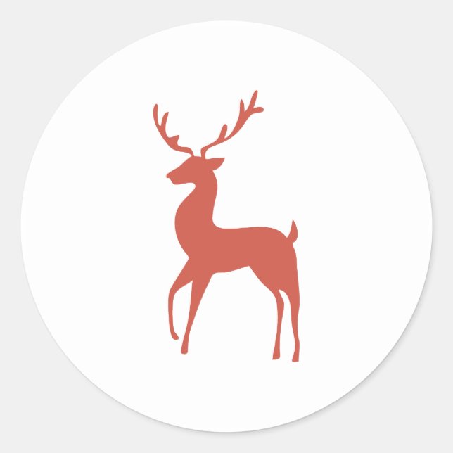 Red Deer on White Classic Round Sticker (Front)