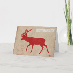 Red Deer Silhouette Birthday Card