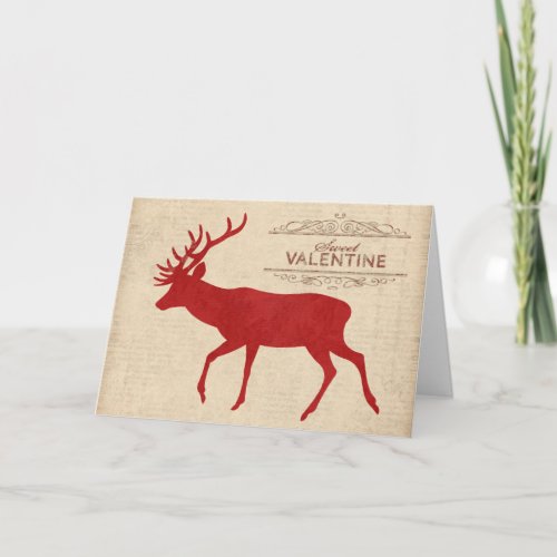 Red Deer Silhouette Valentine Card