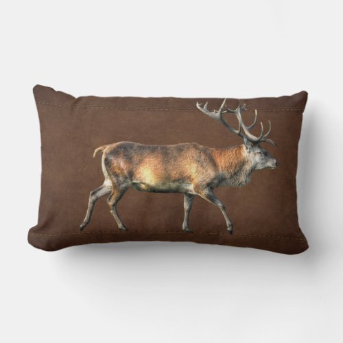 Red Deer Stag Wildlife Animal Design Lumbar Pillow