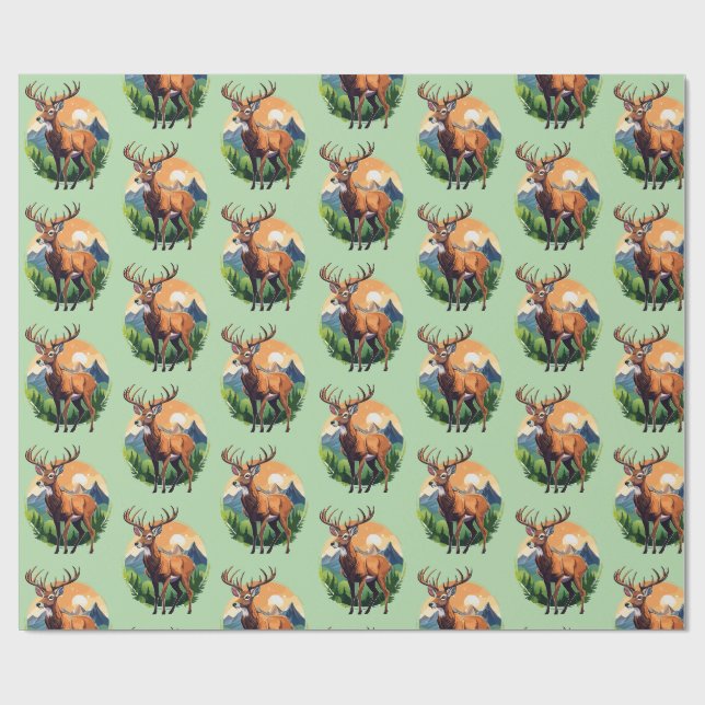 Red Deer Wrapping Paper (Flat)