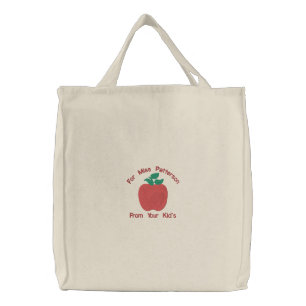 Red Delicious Apple Customize Embroidery Pattern Embroidered Tote Bag
