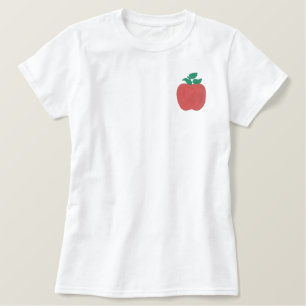 Red Delicious Apple Embroidered Design Teacher Shirt