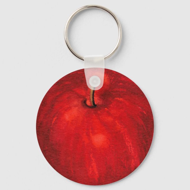 'Red Delicious Watercolor Apple Keychain (Front)