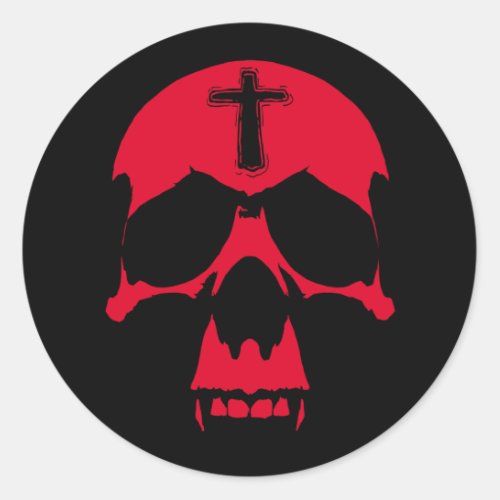 Red Demon Skull Gothic Graphic Design Classic Round Sticker