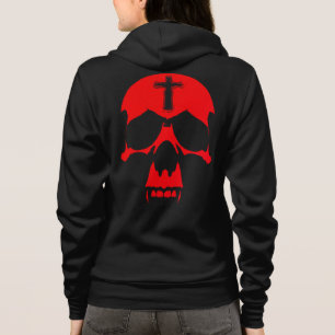 Red Demon Skull Gothic Graphic Design Hoodie
