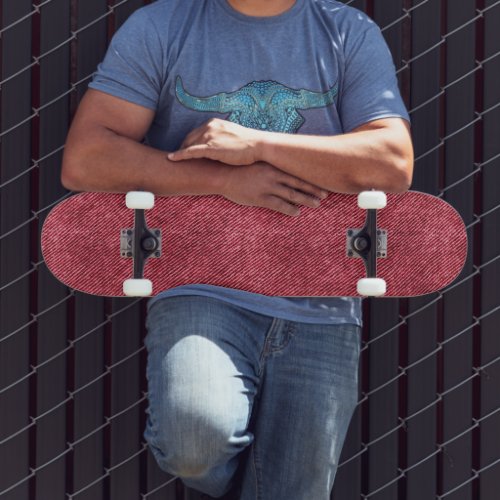 Red Denim Pattern Skateboard