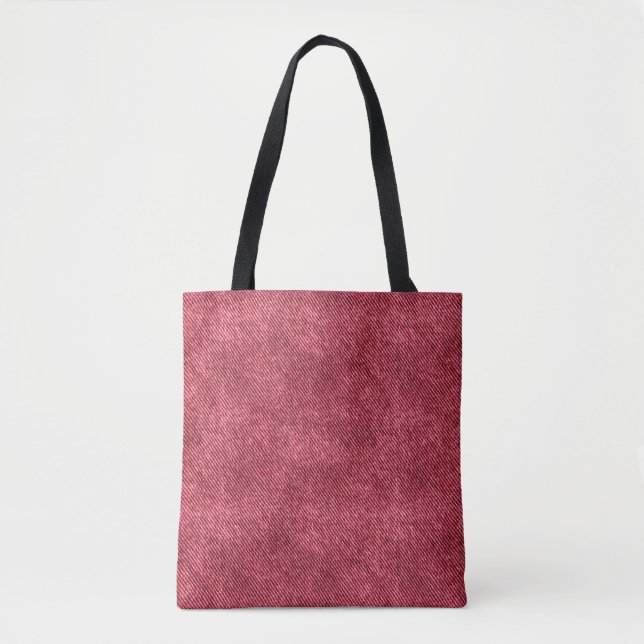 Red Denim Pattern Tote Bag (Front)