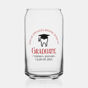 Red Dental School Custom Dentist Graduation Can Glass
