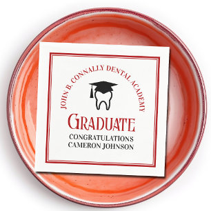 Red Dental School Custom Dentist Graduation Party Napkins