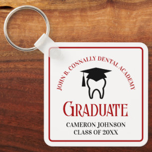 Red Dental School Custom Graduation Gift Keychain