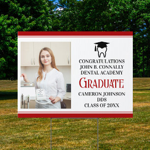 Red Dental School Graduate Photo Dentist Yard Sign