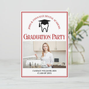 Red Dental School Photo Custom Graduation Party Invitation