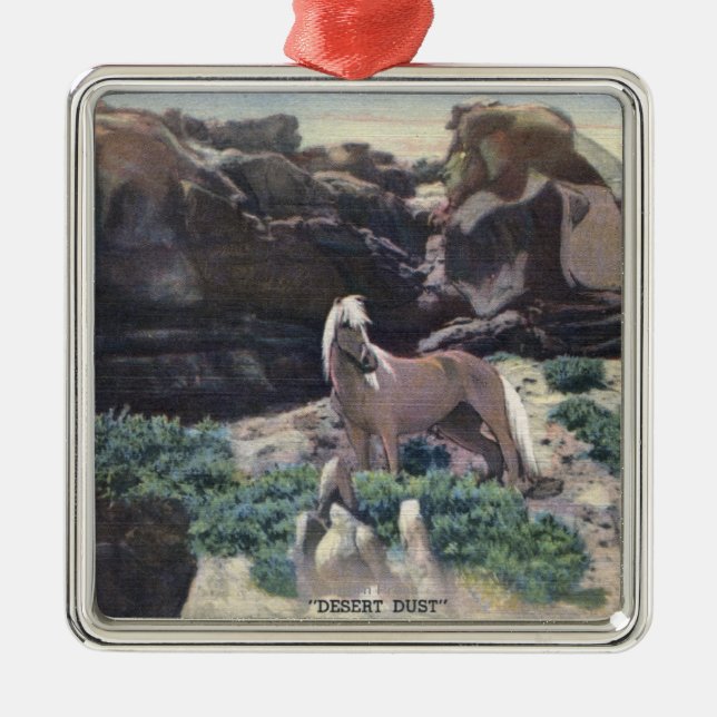 Red Desert, WY - Wild Palomino Stallion captured Metal Ornament (Front)