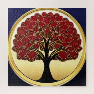 Red Detailed Tree of Life Jigsaw Puzzle