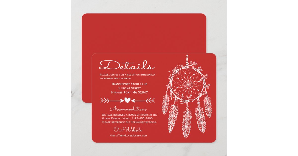 Red Details Dreamcatcher Native American Wedding Invitation Zazzle
