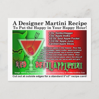 Red Devil Apple Martini Halloween Recipe Postcard