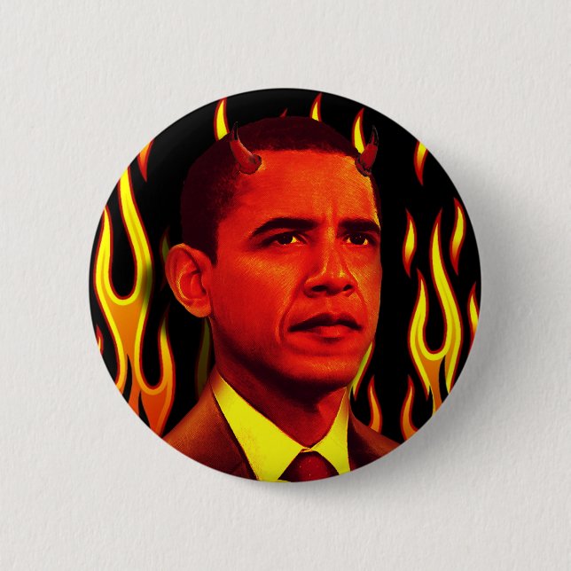 Red Devil Barack Obama The Anti-Christ Button (Front)