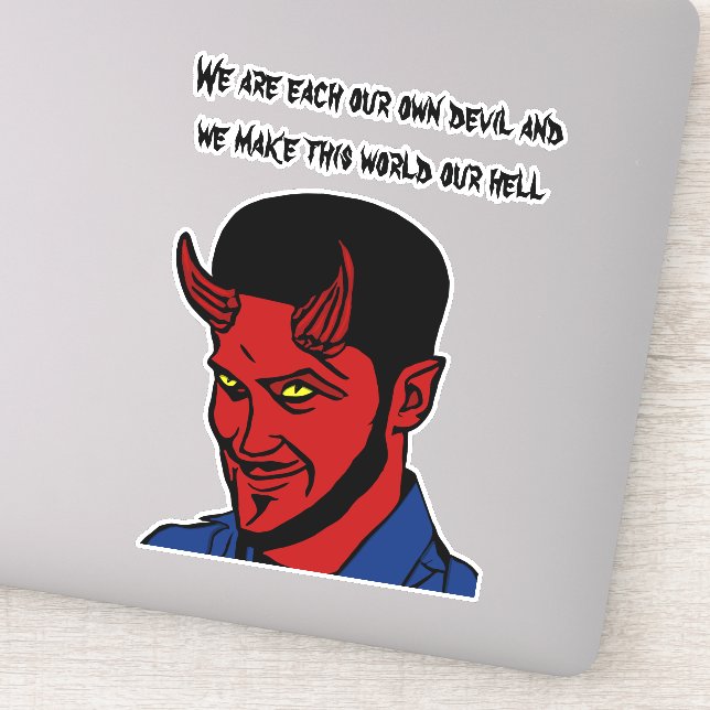 Red Devil Demon Man Lucifer Hell quotes Art Sticker (Detail)
