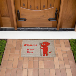 Red Devil Design Personalised Fiber Doormat