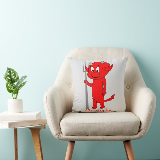 Red Devil Design Personalised Throw Pillow (Chair)