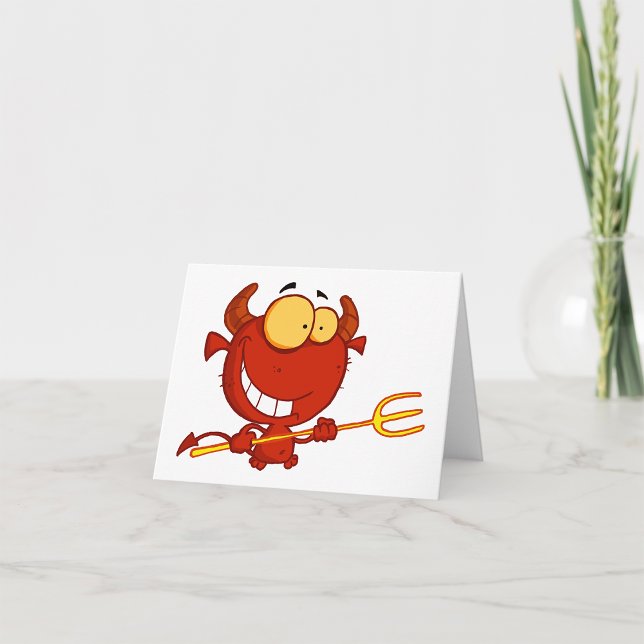 Red Devil Holding A Pitchfork Note Cards (Creator Uploaded)