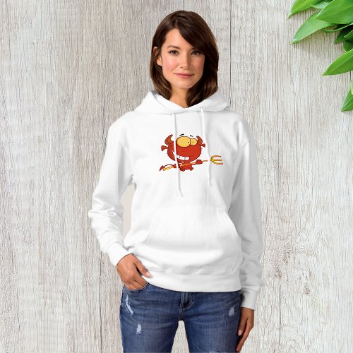 Red Devil Holding A Pitchfork Womens Hoodie