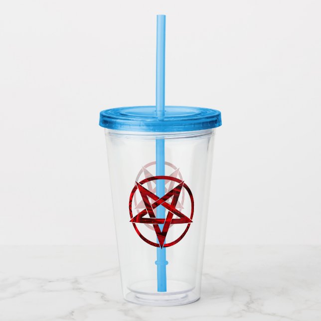 Red Devil Pentagram Acrylic Tumbler (Front)