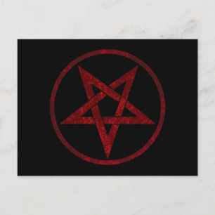 Red Devil Pentagram Announcement Postcard