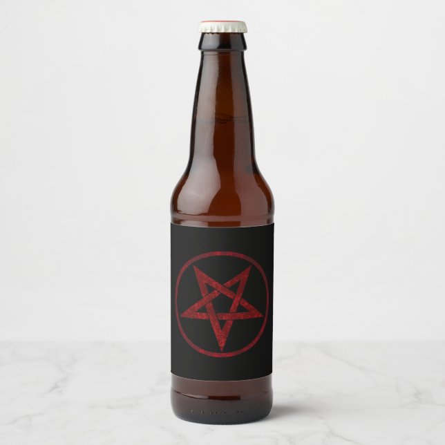 Red Devil Pentagram Beer Bottle Label (Front)