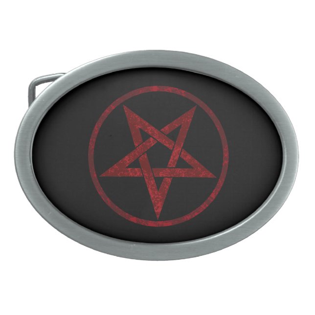Red Devil Pentagram Belt Buckle (Front)