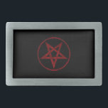 Red Devil Pentagram Belt Buckle<br><div class="desc">Red,  inverted,  textured pentagram in circle,  on black background. Occult symbol. 666</div>