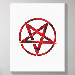Red Devil Pentagram Canvas Photo Tile