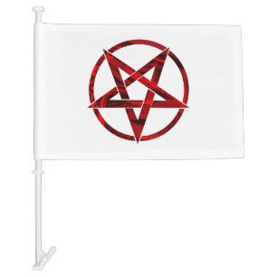 Red Devil Pentagram Car Flag