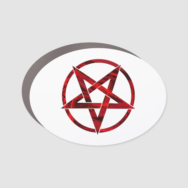 Red Devil Pentagram Car Magnet (Front)