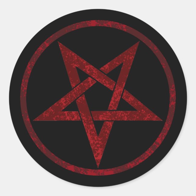 Red Devil Pentagram Classic Round Sticker (Front)