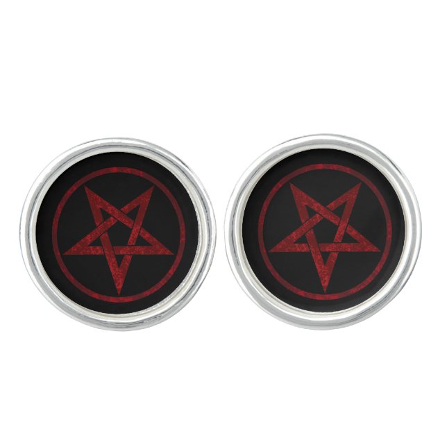 Red Devil Pentagram Cufflinks (Front)