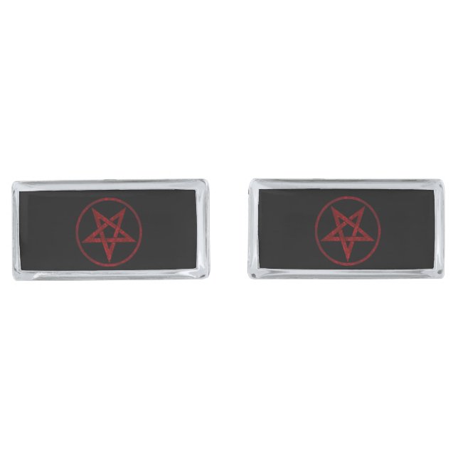 Red Devil Pentagram Cufflinks (Front)
